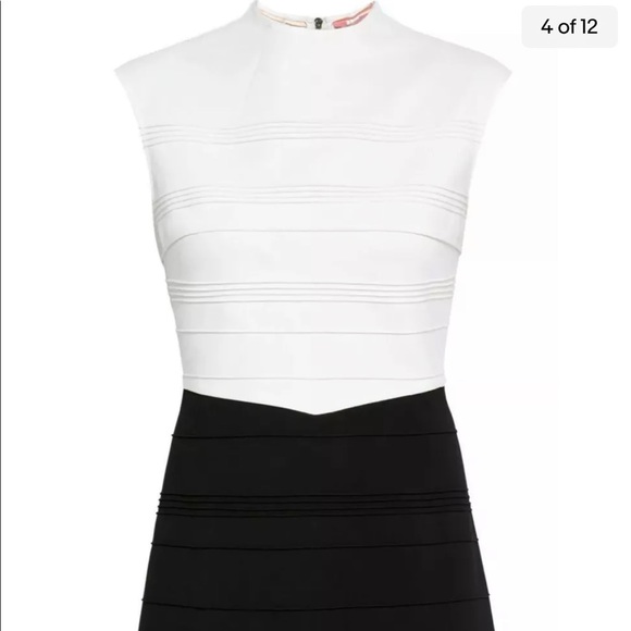 COPY Ted Baker Women’s Demore Flared Skirt Stretch Band Dress Black White Size 0 - Picture 4 of 14